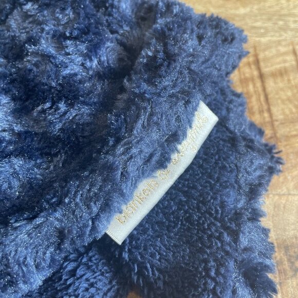 Blankets & Beyond Security Blanket Navy Blue Bear Rosette Swirl Baby Lovey - Picture 3 of 7